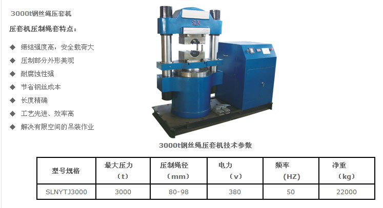 河北斯力恩索具 产品批号:20150707030623 产品类型:钢丝绳压套机